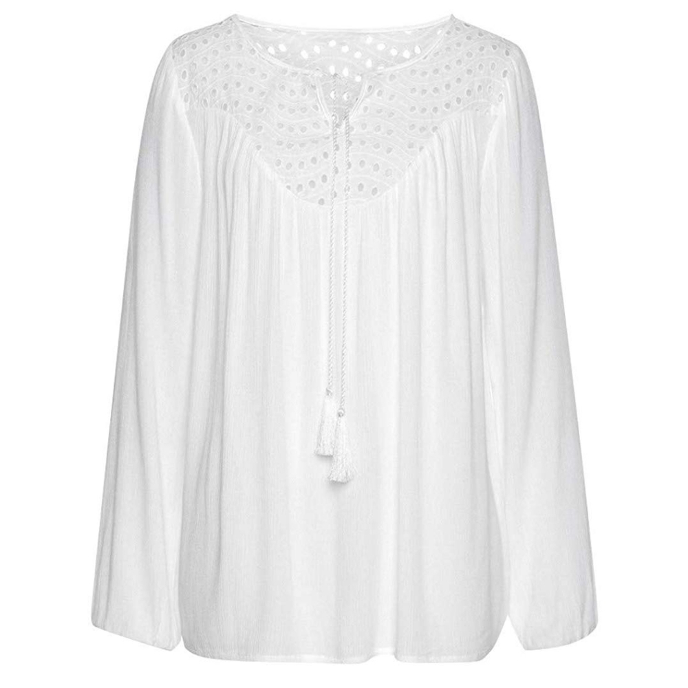 New Beautiful BOHO Lace Patchwork Tassel Top - Picture 6 of 8